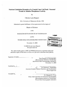 Nutrient Limitation Dynamics  of a Coastal Cape  Cod... Trends in Alkaline Phosphatase Activity