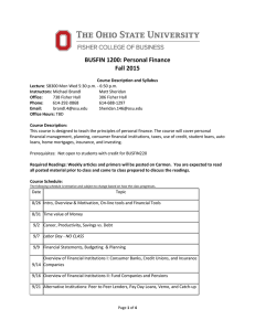 BUSFIN 1200: Personal Finance Fall 2015