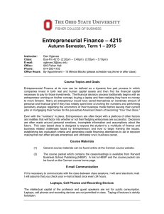 – 4215 Entrepreneurial Finance – 2015 Autumn Semester, Term 1