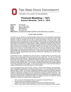 – 7221 Financial Modeling – 2015 Autumn Semester, Term 2