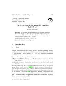 T A G The 3–cocycles of the Alexander quandles