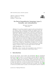 T A G On Davis-Januszkiewicz homotopy types I;