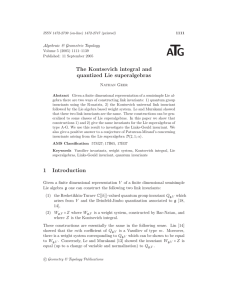 T A G Algebraic &amp; Geometric Topology