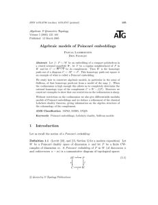 T A G Algebraic models of Poincar´