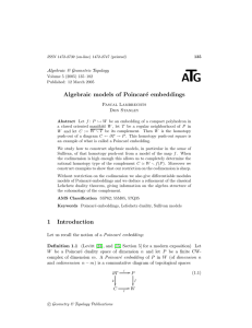 T A G Algebraic models of Poincar´