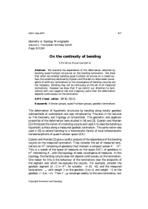 On the continuity of bending Geometry &amp; Topology Monographs Christos Kourouniotis 317