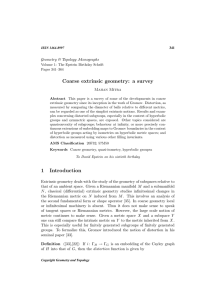 Coarse extrinsic geometry: a survey Geometry &amp; Topology Monographs Mahan Mitra 341
