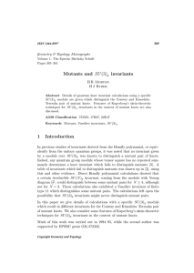 Mutants and invariants Geometry &amp; Topology Monographs H R Morton