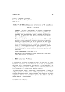 Hilbert’s 3rd Problem and Invariants of 3–manifolds Geometry &amp; Topology Monographs 383