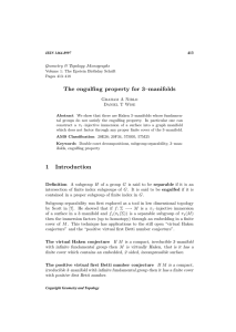 The engulfing property for 3–manifolds Geometry &amp; Topology Monographs Graham A Niblo