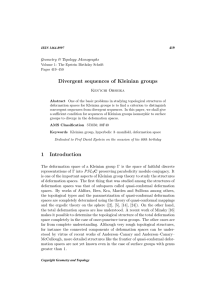 Divergent sequences of Kleinian groups Geometry &amp; Topology Monographs Ken’ichi Ohshika 419