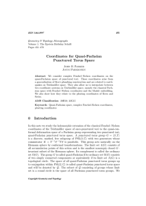 Coordinates for Quasi-Fuchsian Punctured Torus Space Geometry &amp; Topology Monographs John R Parker