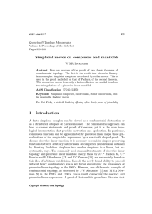 Simplicial moves on complexes and manifolds Geometry &amp; Topology Monographs 299