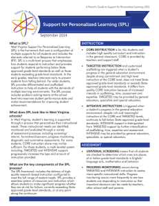 Support for Personalized Learning (SPL) What is SPL? INSTRUCTION
