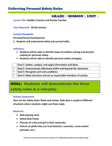 Following Personal Safety Rules GRADE SESSION UNIT