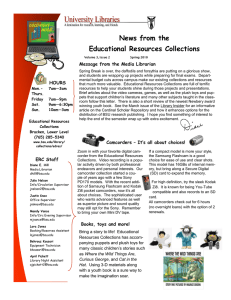 News from the Educational Resources Collections Message from the Media Librarian