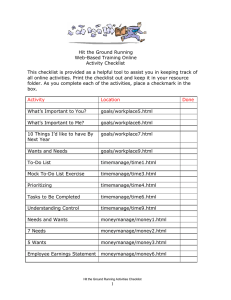 Hit the Ground Running Web-Based Training Online Activity Checklist