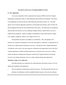 A one-year competition will be conducted in the spring of... Department of Education, Office of Adult Education and Workforce Development.... Procedures and Process of Funding Eligible Providers