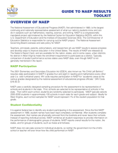 NAEP GUIDE TO NAEP RESULTS TOOLKIT OVERVIEW OF NAEP