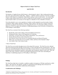 Report of the B.A.S. Degree Task Force  April 30, 2014 Introduction
