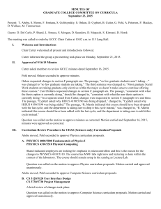 MINUTES OF GRADUATE COLLEGE COMMITTEE ON CURRICULA September 23, 2015