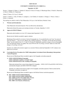 MINUTES OF UNIVERSITY COMMITTEE ON CURRICULA September 16, 2015