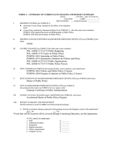 FORM A -- SUMMARY OF CURRICULUM CHANGES AND BUDGET SUMMARY