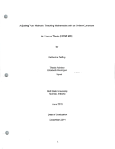 Adjusting Your Methods: Teaching Mathematics with  an  Online... An Honors Thesis (HONR 499) by