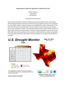 Drought Impact on Agriculture Approaches $1.5 Billion Early in 2011    David P. Anderson  J. Mark Welch 