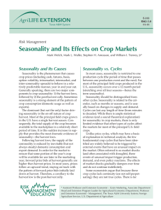 Seasonality and Its Effects on Crop Markets Seasonality and Its Causes