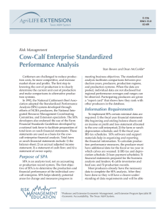Cow-Calf Enterprise Standardized Performance Analysis Risk Management Stan Bevers and Dean McCorkle*