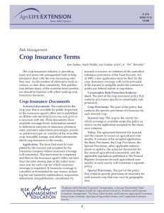 Crop Insurance Terms Risk Management