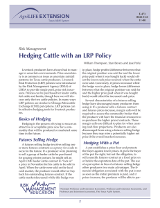 Hedging Cattle with an LRP Policy Risk Management