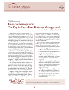 Financial Management: The Key to Farm-Firm Business Management Risk Management