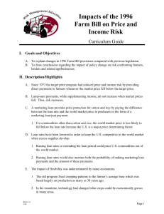 Impacts of the 1996 Farm Bill on Price and Income Risk Curriculum Guide