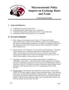 Macroeconomic Policy Impacts on Exchange Rates and Trade Curriculum Guide