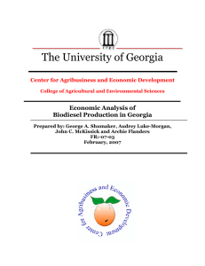 The University of Georgia Economic Analysis of Biodiesel Production in Georgia