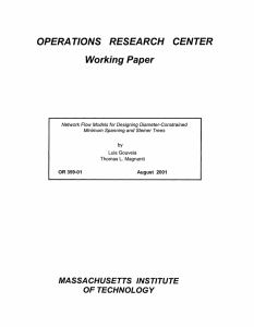 OPERA  TIONS RESEARCH CENTER Working Paper MASSACHUSETTS