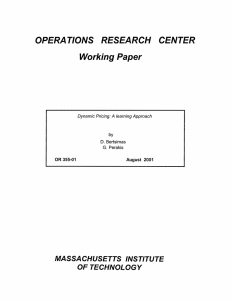 OPERA TIONS RESEARCH CENTER Working Paper MASSA CHUSETTS INSTITUTE