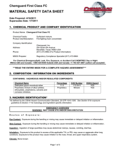 MATERIAL SAFETY DATA SHEET Chemguard First Class FC  Date Prepared: 4/18/2011