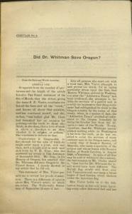 Did Dr. Whitman Save Oregon?