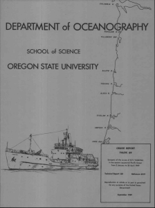 G DEPARTMENT of OCEANO RAPHY OREGON STATE UNIVERSITY SCHOOL of SCIENCE