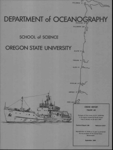 DEPARTMENT of OCEANOGRAPHY OREGON STATE UNIVERSITY SCHOOL of SCIENCE YALOC 69