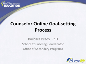 Counselor Online Goal-setting Process Barbara Brady, PhD School Counseling Coordinator