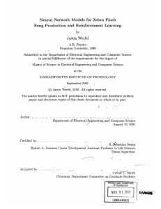 Neural  Network  Models  for  Zebra ... Song  Production  and  Reinforcement  Learning