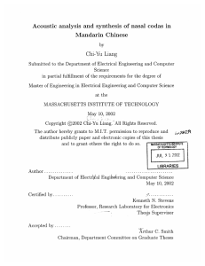 Acoustic  analysis  and  synthesis  of ... Mandarin Chinese Chi-Yu  Liang