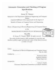 Automatic  Generation  and  Checking  of ... Specifications Jeremy  W.  Nimmer