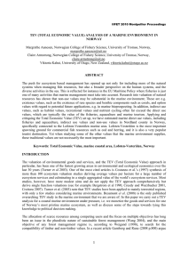 TEV (TOTAL ECONOMIC VALUE) ANALYSIS OF A MARINE ENVIRONMENT IN NORWAY