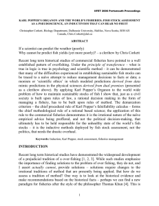 KARL POPPER’S ORGANON AND THE WORLD’S FISHERIES; FISH STOCK ASSESSMENT