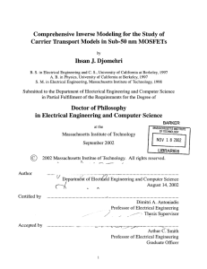 Comprehensive  Inverse  Modeling  for the  Study... Carrier Transport Models  in Sub-50  nm MOSFETs